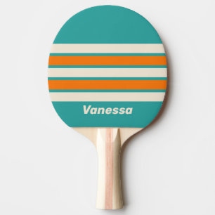 Raquette De Ping Pong Vibe Rétro Sea Breeze sur Rayures avec Nom