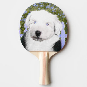 Raquette De Ping Pong Vieille peinture anglaise de chiot de chien de