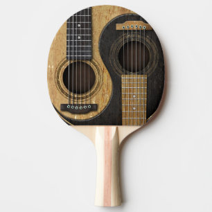 Raquette De Ping Pong Vieilles et usées guitares acoustiques Yin Yang