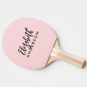 Raquette De Ping Pong Vierge rose Fille moderne Script Monogramme Nom (Côté)