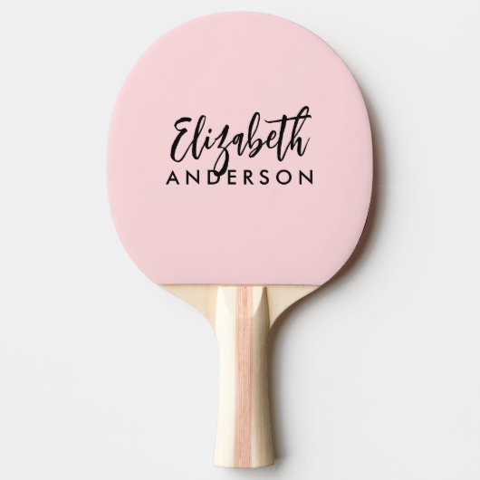 Raquette De Ping Pong Vierge rose Fille moderne Script Monogramme Nom (Devant)