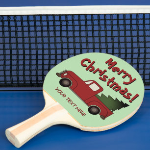 Raquette De Ping Pong Vieux camion Chevy rouge et arbre de Noël personna