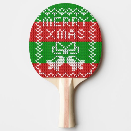 Raquette De Ping Pong Vilain pull motif sonnettes Joyeux fils Xmas (Devant)