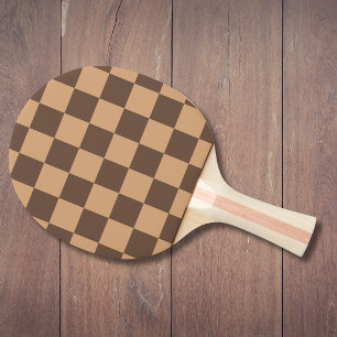 Raquette De Ping Pong Vintage à Carreaux en Marrons Chauds