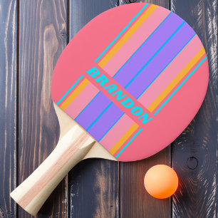 Raquette De Ping Pong Vintage Années 80 Rayures de Planche Lever de Sole