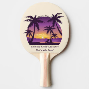 Raquette De Ping Pong Vintage Beach Sunset Vacation lounger peach purple