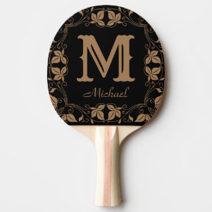 Raquette De Ping Pong Vintage Floral Personnalisé Nom Monogramme