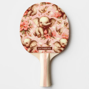 Raquette De Ping Pong Vintage mignonne bébé éléphant Motif