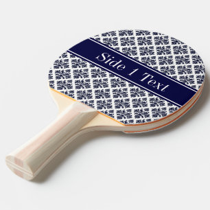 Raquette De Ping Pong Vintage Navy Blue Whats Damask #3 Nom de la marine