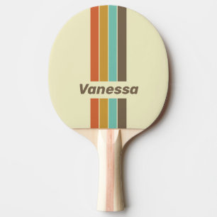 Raquette De Ping Pong Vintage Rétro Arc-en-ciel Épinglette Rayée avec No
