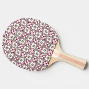 Raquette De Ping Pong Vintage rose rouge Barcelone Carreaux Fleur Ribbon
