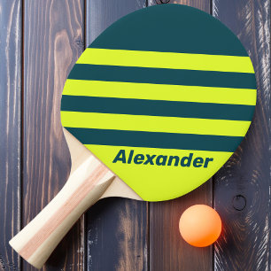 Raquette De Ping Pong Vintage Sport bandes jaunes HI VIS avec nom
