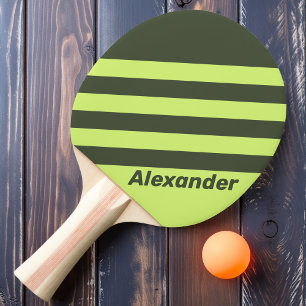 Raquette De Ping Pong Vintage Sport Moss Fade Dual Rayures avec Nom