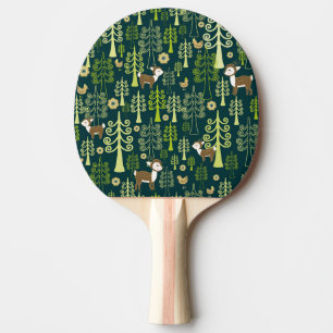 Raquette De Ping Pong Vintages épinettes, cerfs motifs.