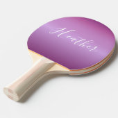 Raquette De Ping Pong Violet violet et script blanc personnalisé (Devant Angle)