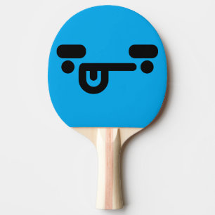 Raquette De Ping Pong Visage Bleu Confus et Malicieux