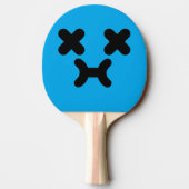 Raquette De Ping Pong Visage Bouffi et Perplexe Bleu (Dos)