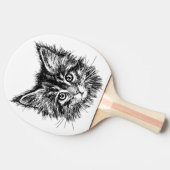 Raquette De Ping Pong Visage de Kitten noir et blanc (Côté)
