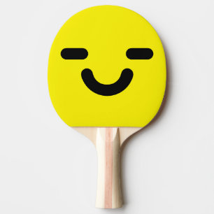 Raquette De Ping Pong Visage Joyeux Jaune