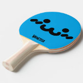 Raquette De Ping Pong Visage Mignon Bleu avec Nom (Devant Angle)