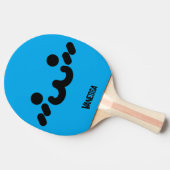 Raquette De Ping Pong Visage Mignon Bleu avec Nom (Côté)