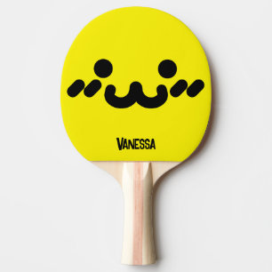 Raquette De Ping Pong Visage Mignon Jaune avec Nom