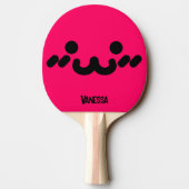 Raquette De Ping Pong Visage Mignon Rose avec Nom (Dos)
