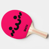 Raquette De Ping Pong Visage Mignon Rose avec Nom (Côté)