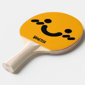 Raquette De Ping Pong Visage orange timide mignon avec nom (Devant Angle)