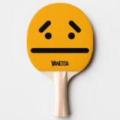 Raquette De Ping Pong Visage Orange Vide Triste avec Nom (Dos)