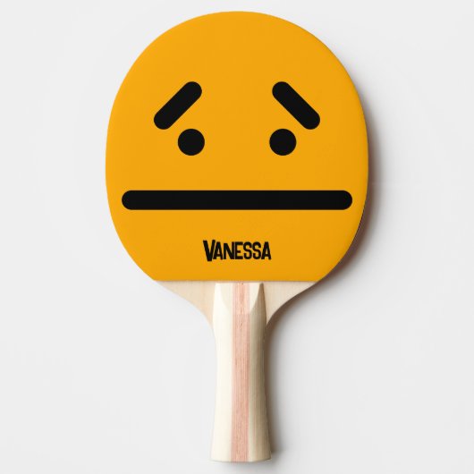 Raquette De Ping Pong Visage Orange Vide Triste avec Nom (Devant)