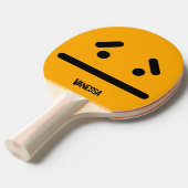 Raquette De Ping Pong Visage Orange Vide Triste avec Nom (Devant Angle)