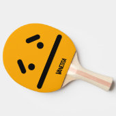 Raquette De Ping Pong Visage Orange Vide Triste avec Nom (Côté)