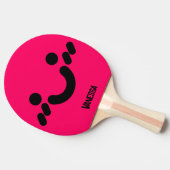 Raquette De Ping Pong Visage rose timide mignon avec nom (Côté)