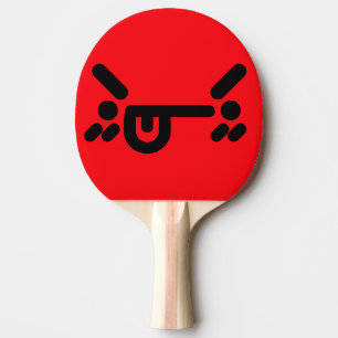 Raquette De Ping Pong Visage Rouge Colère Vilain