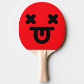 Raquette De Ping Pong Visage Rouge Langue Tirée Ébahi (Dos)