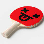 Raquette De Ping Pong Visage Rouge Langue Tirée Ébahi (Devant Angle)