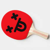 Raquette De Ping Pong Visage Rouge Langue Tirée Ébahi (Côté)