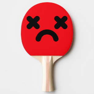Raquette De Ping Pong Visage Rouge Triste et Étourdi
