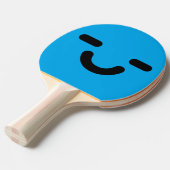 Raquette De Ping Pong Visage Satisfait Bleu (Devant Angle)