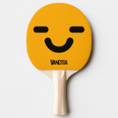 Raquette De Ping Pong Visage Satisfait Orange avec Nom (Dos)