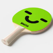 Raquette De Ping Pong Visage Satisfait Vert avec Nom (Devant Angle)
