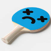 Raquette De Ping Pong Visage Triste Étourdi Bleu (Devant Angle)