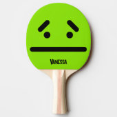 Raquette De Ping Pong Visage Vert Vide Triste avec Nom (Dos)