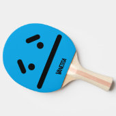 Raquette De Ping Pong Visage Vide Triste Bleu avec Nom (Côté)