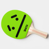 Raquette De Ping Pong Visage Vide Triste Vert avec Nom (Côté)