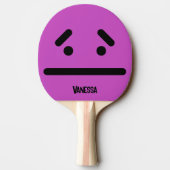 Raquette De Ping Pong Visage Vide Triste Violet avec Nom (Dos)