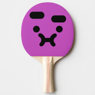 Raquette De Ping Pong Visage Violet Mignon Confus Boudeur