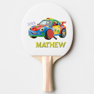 RAQUETTE DE PING PONG VOITURE DE SPORT COLORÉE PALETTE HOMME ENFANTS NOM