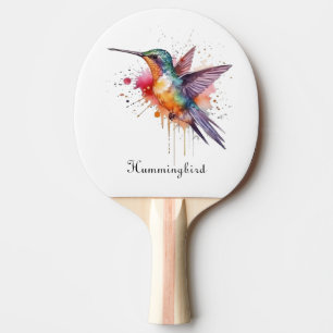 Raquette De Ping Pong Vol de couleurs, colibri à l'aquarelle personnalis
